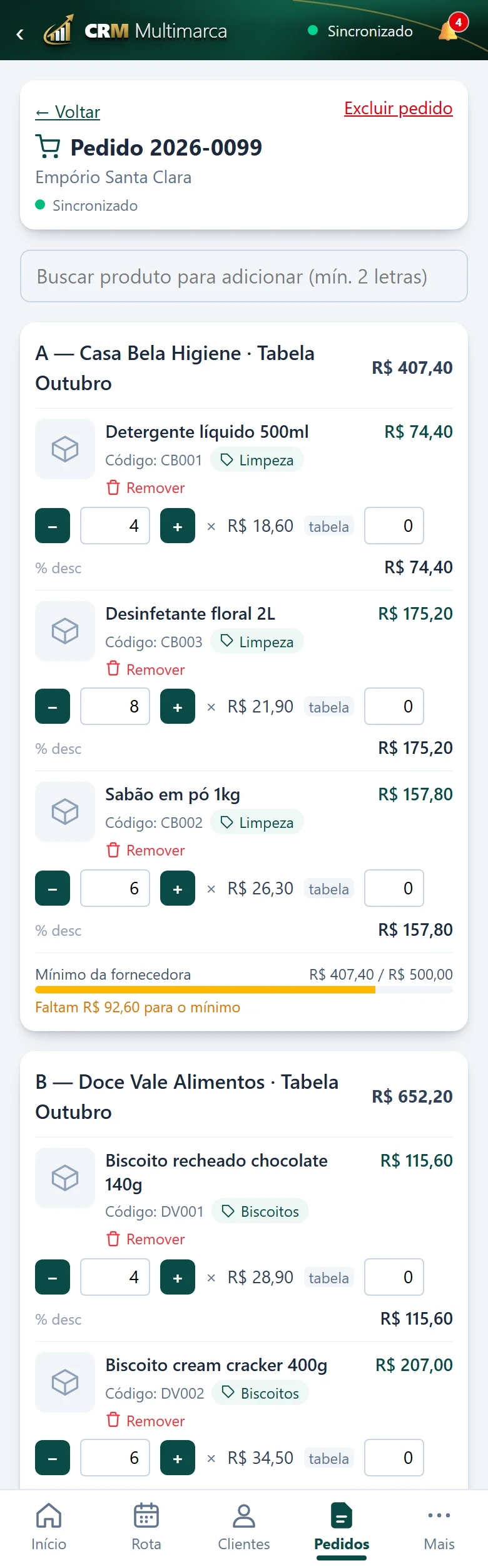 Tela real de pedidos multimarca